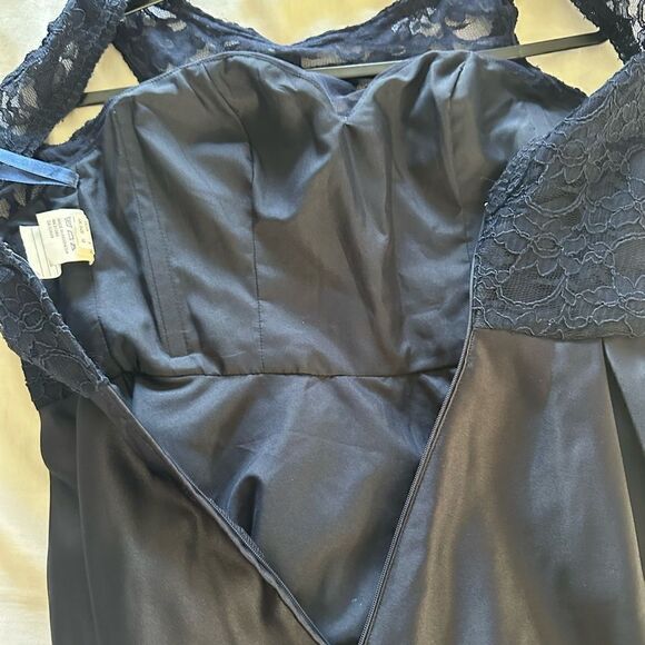 Morilee Madeline Lace and Satin Bridesmaid Dress with V-Back Navy Blue 8 - Picture 7 of 8